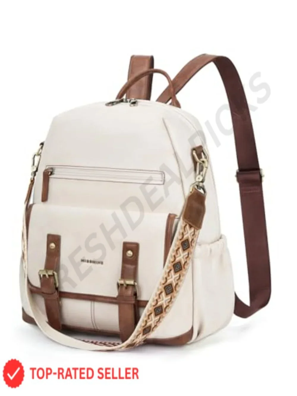Vintage PU Leather Convertible Backpack Purse for Women, Large Travel Satchel